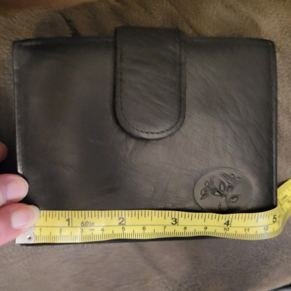 Buxton Leather BiFold Wallet Snap Kisslock Coin Black Top Grain Cowhide Vintage - Picture 12 of 16